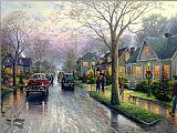 Thomas Kinkade Canvas Paintings - Hometown Christmas